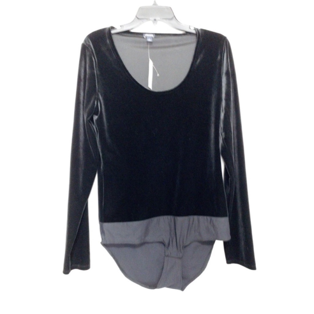 J. Crew Jeans Black Velvet Bodysuit Large